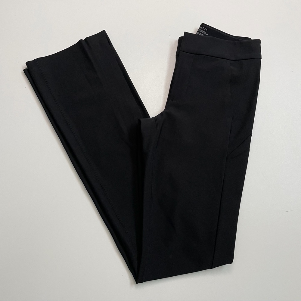 Athleta Pants Stellar Flare Trouser Side Zipper Cuff Pockets EuroLuxe Black Tall